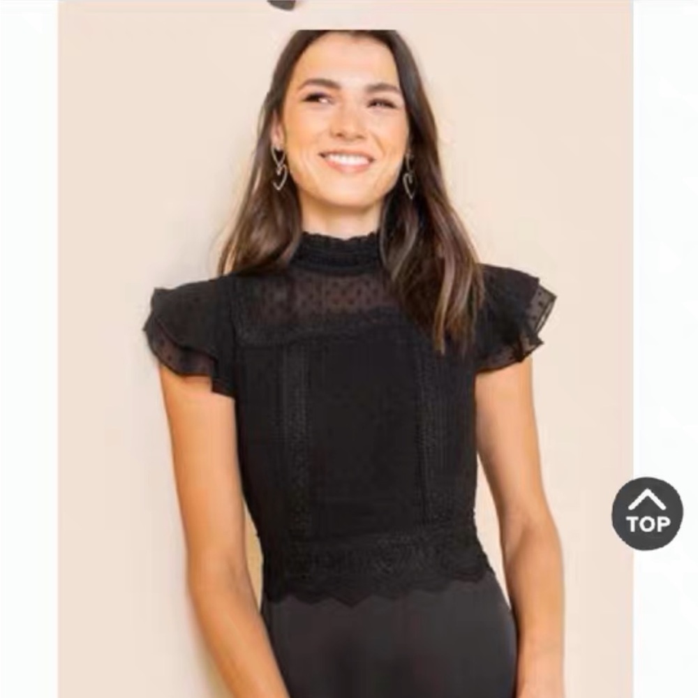 Francesca's Collections Black Lace Blouse